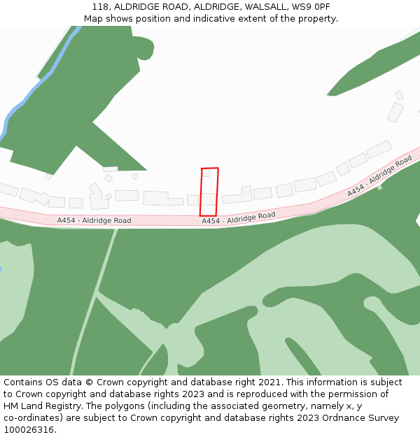 118, ALDRIDGE ROAD, ALDRIDGE, WALSALL, WS9 0PF: Location map and indicative extent of plot