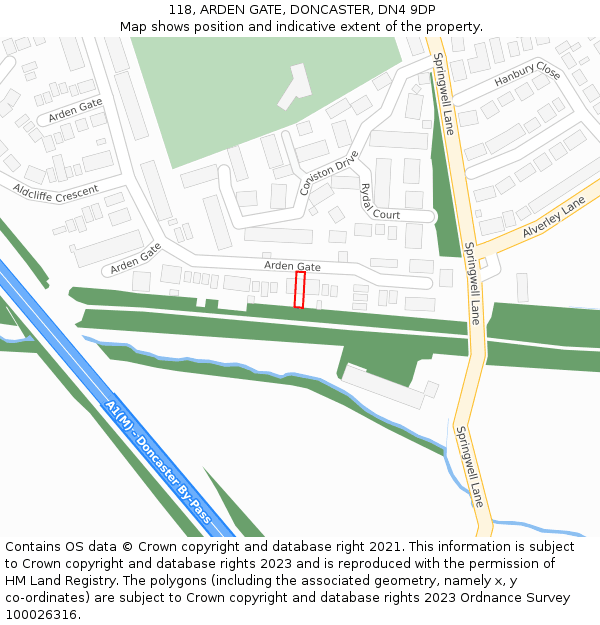 118, ARDEN GATE, DONCASTER, DN4 9DP: Location map and indicative extent of plot