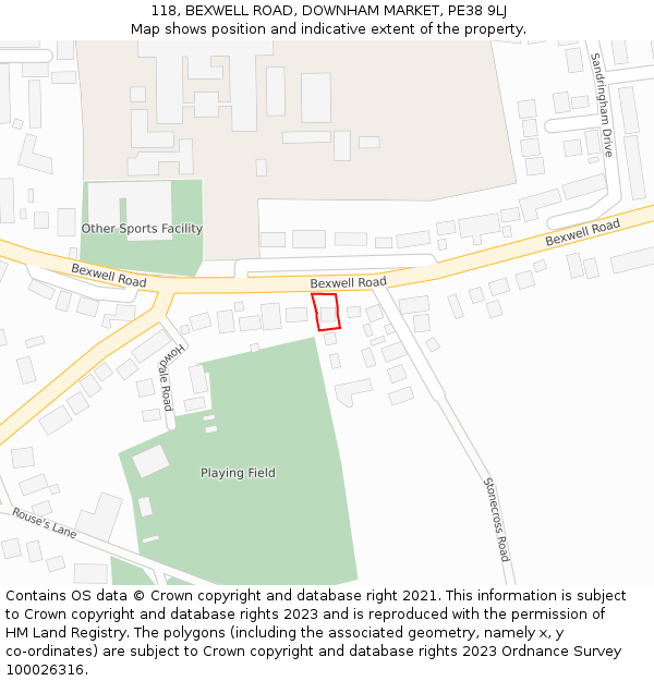 118, BEXWELL ROAD, DOWNHAM MARKET, PE38 9LJ: Location map and indicative extent of plot