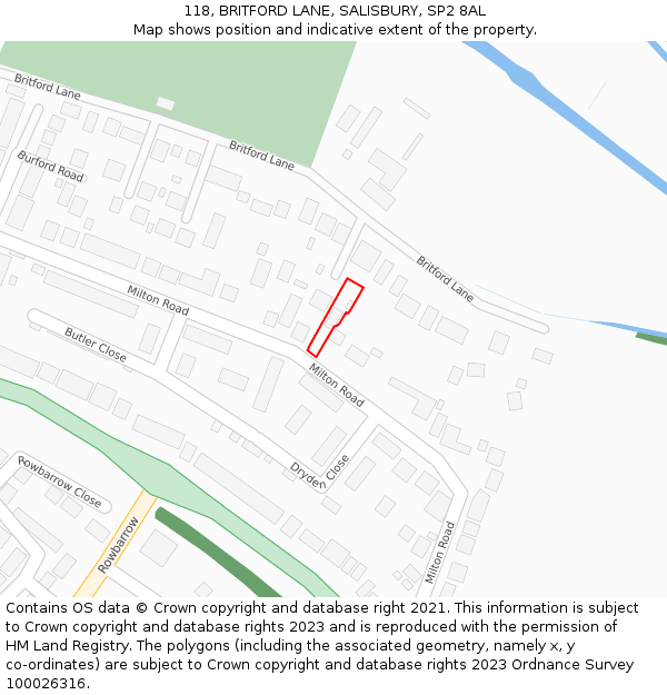 118, BRITFORD LANE, SALISBURY, SP2 8AL: Location map and indicative extent of plot