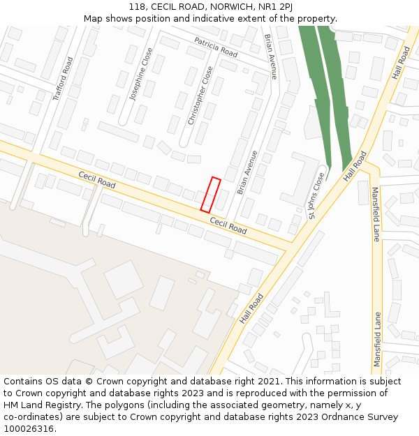 118, CECIL ROAD, NORWICH, NR1 2PJ: Location map and indicative extent of plot