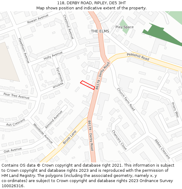 118, DERBY ROAD, RIPLEY, DE5 3HT: Location map and indicative extent of plot