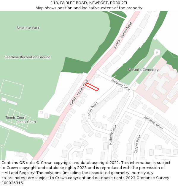 118, FAIRLEE ROAD, NEWPORT, PO30 2EL: Location map and indicative extent of plot