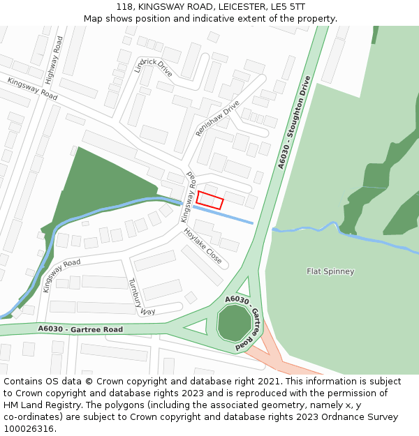 118, KINGSWAY ROAD, LEICESTER, LE5 5TT: Location map and indicative extent of plot