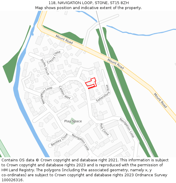 118, NAVIGATION LOOP, STONE, ST15 8ZH: Location map and indicative extent of plot