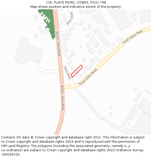 118, PLACE ROAD, COWES, PO31 7AE: Location map and indicative extent of plot