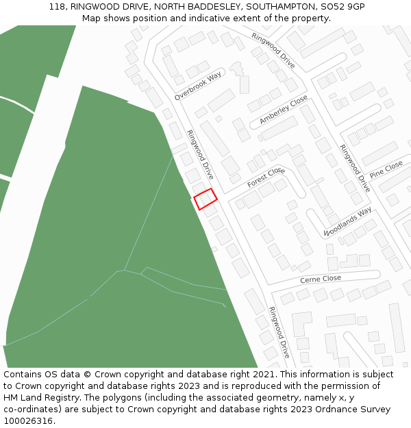 118, RINGWOOD DRIVE, NORTH BADDESLEY, SOUTHAMPTON, SO52 9GP: Location map and indicative extent of plot