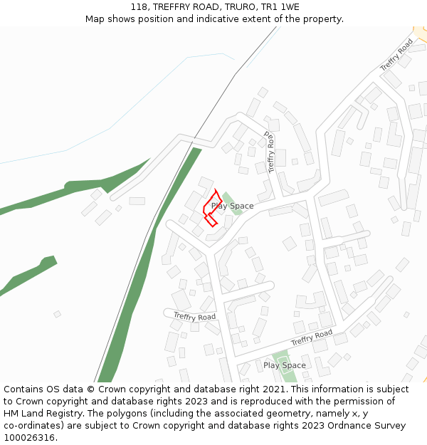 118, TREFFRY ROAD, TRURO, TR1 1WE: Location map and indicative extent of plot