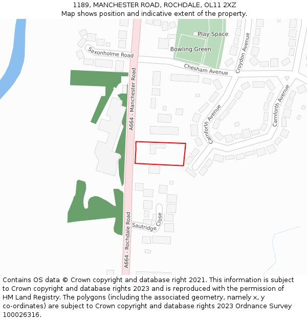 1189, MANCHESTER ROAD, ROCHDALE, OL11 2XZ: Location map and indicative extent of plot