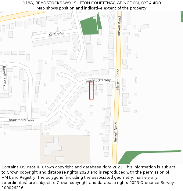 118A, BRADSTOCKS WAY, SUTTON COURTENAY, ABINGDON, OX14 4DB: Location map and indicative extent of plot