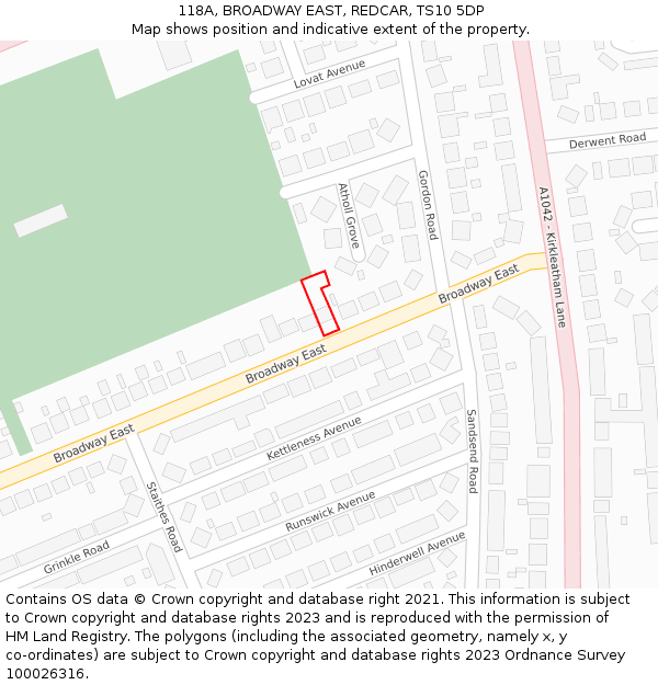 118A, BROADWAY EAST, REDCAR, TS10 5DP: Location map and indicative extent of plot