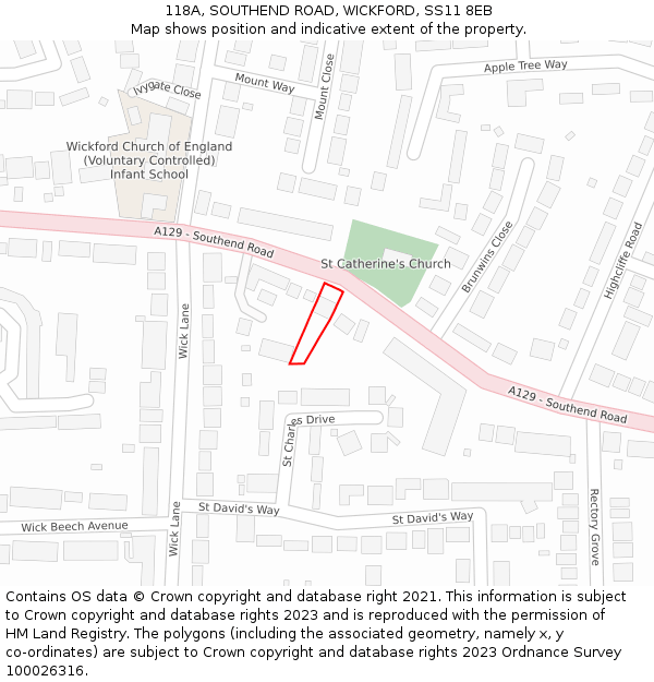 118A, SOUTHEND ROAD, WICKFORD, SS11 8EB: Location map and indicative extent of plot