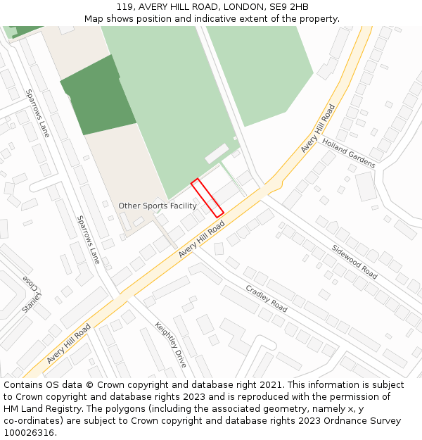 119, AVERY HILL ROAD, LONDON, SE9 2HB: Location map and indicative extent of plot