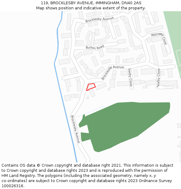 119, BROCKLESBY AVENUE, IMMINGHAM, DN40 2AS: Location map and indicative extent of plot