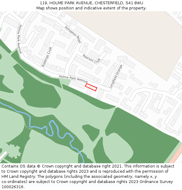 119, HOLME PARK AVENUE, CHESTERFIELD, S41 8WU: Location map and indicative extent of plot