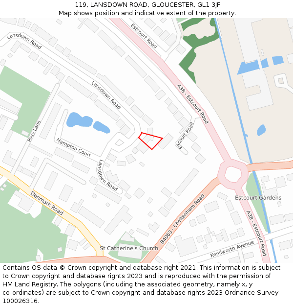 119, LANSDOWN ROAD, GLOUCESTER, GL1 3JF: Location map and indicative extent of plot