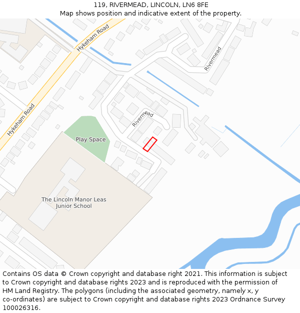 119, RIVERMEAD, LINCOLN, LN6 8FE: Location map and indicative extent of plot
