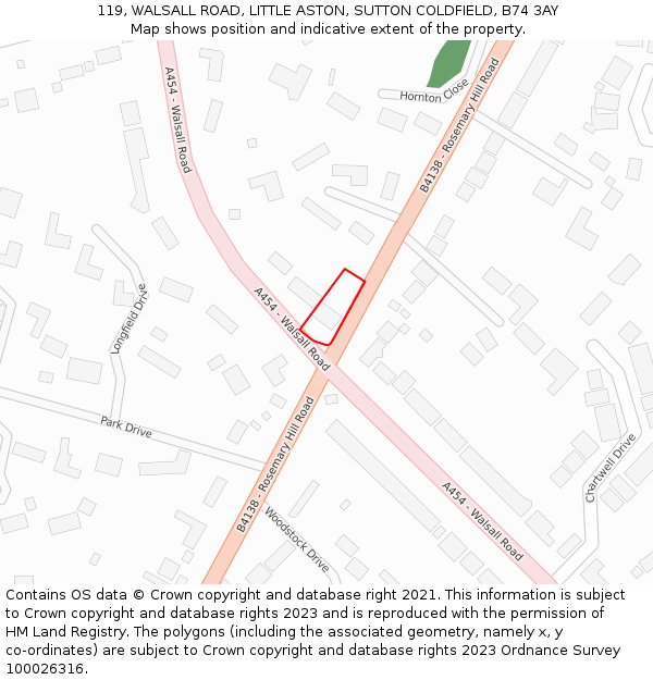 119, WALSALL ROAD, LITTLE ASTON, SUTTON COLDFIELD, B74 3AY: Location map and indicative extent of plot