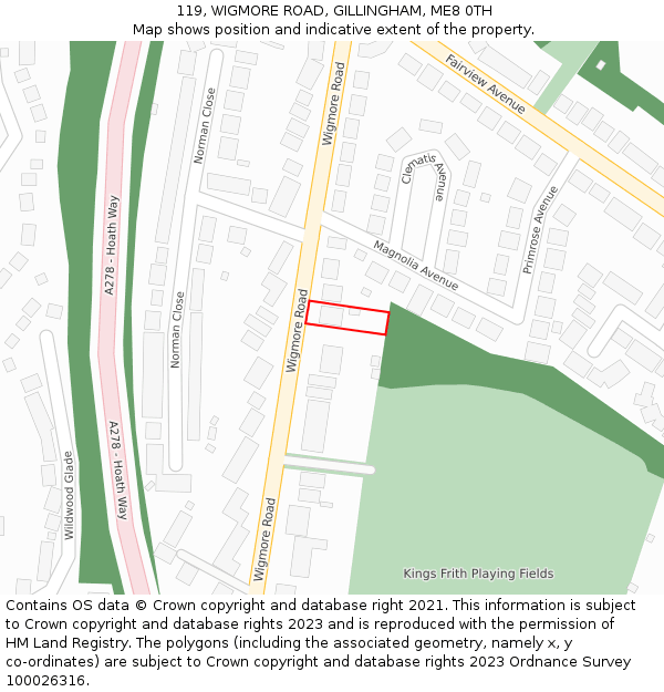 119, WIGMORE ROAD, GILLINGHAM, ME8 0TH: Location map and indicative extent of plot