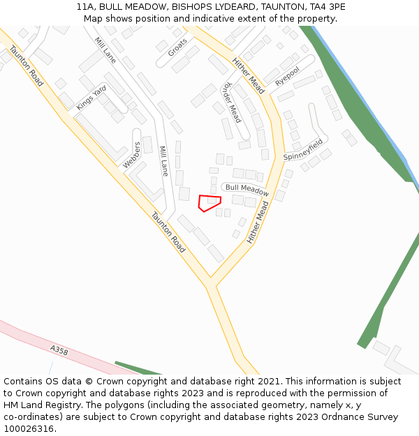 11A, BULL MEADOW, BISHOPS LYDEARD, TAUNTON, TA4 3PE: Location map and indicative extent of plot