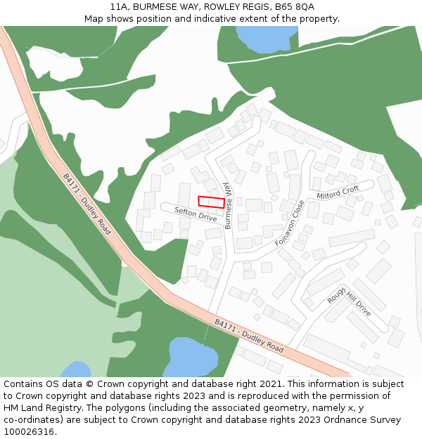 11A, BURMESE WAY, ROWLEY REGIS, B65 8QA: Location map and indicative extent of plot