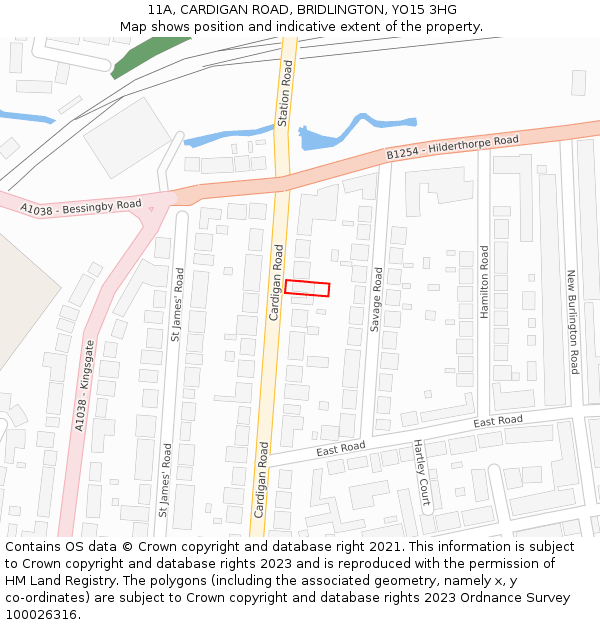 11A, CARDIGAN ROAD, BRIDLINGTON, YO15 3HG: Location map and indicative extent of plot