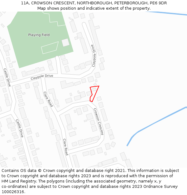 11A, CROWSON CRESCENT, NORTHBOROUGH, PETERBOROUGH, PE6 9DR: Location map and indicative extent of plot