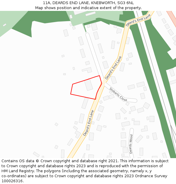 11A, DEARDS END LANE, KNEBWORTH, SG3 6NL: Location map and indicative extent of plot