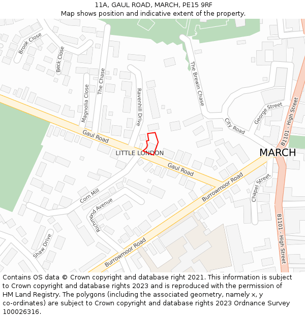 11A, GAUL ROAD, MARCH, PE15 9RF: Location map and indicative extent of plot