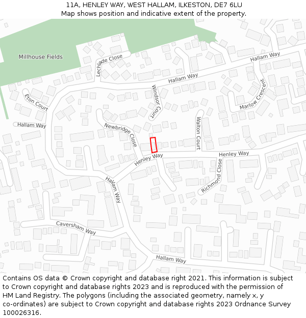 11A, HENLEY WAY, WEST HALLAM, ILKESTON, DE7 6LU: Location map and indicative extent of plot