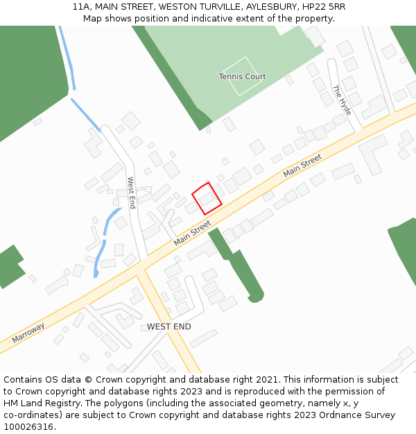 11A, MAIN STREET, WESTON TURVILLE, AYLESBURY, HP22 5RR: Location map and indicative extent of plot