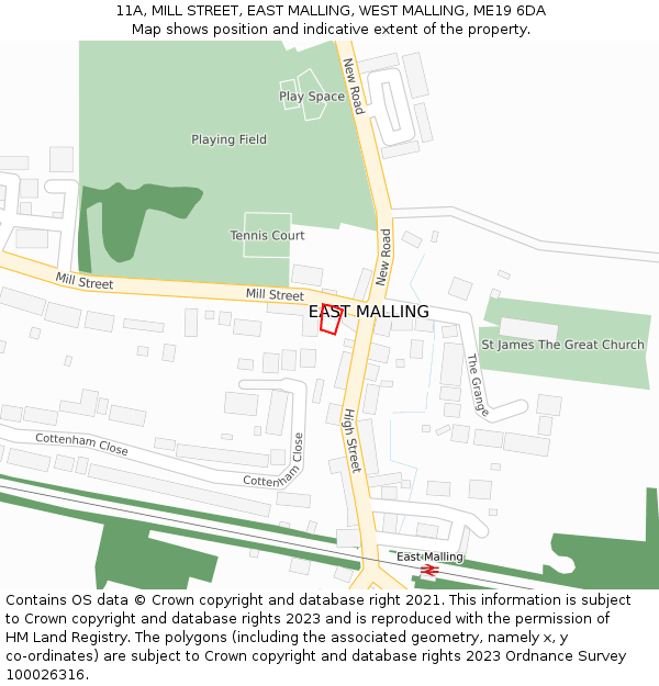 11A, MILL STREET, EAST MALLING, WEST MALLING, ME19 6DA: Location map and indicative extent of plot