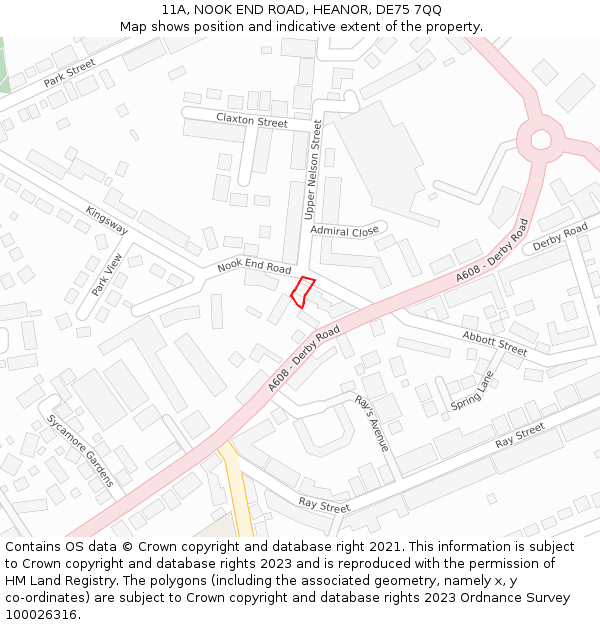 11A, NOOK END ROAD, HEANOR, DE75 7QQ: Location map and indicative extent of plot