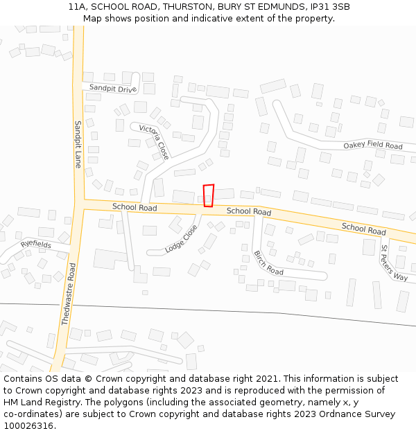 11A, SCHOOL ROAD, THURSTON, BURY ST EDMUNDS, IP31 3SB: Location map and indicative extent of plot