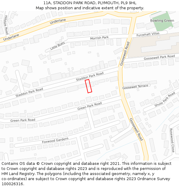 11A, STADDON PARK ROAD, PLYMOUTH, PL9 9HL: Location map and indicative extent of plot