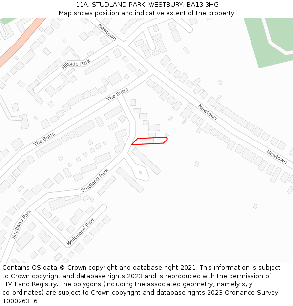 11A, STUDLAND PARK, WESTBURY, BA13 3HG: Location map and indicative extent of plot