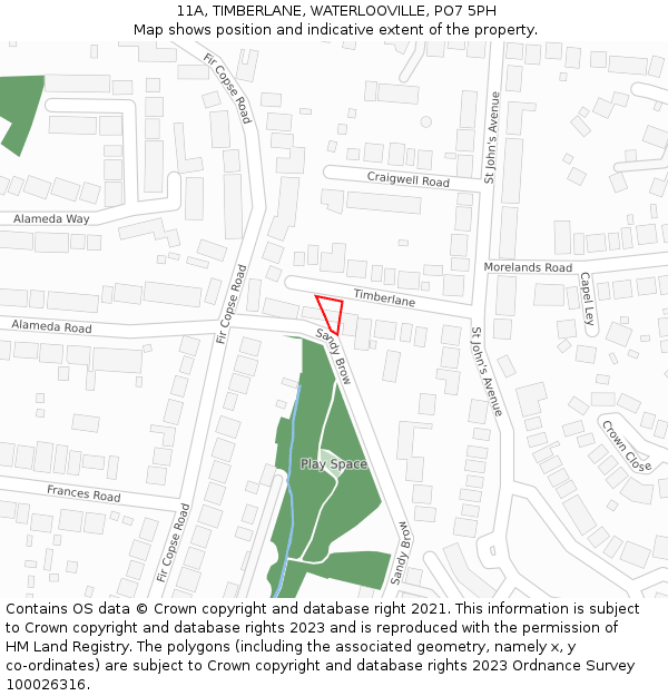 11A, TIMBERLANE, WATERLOOVILLE, PO7 5PH: Location map and indicative extent of plot