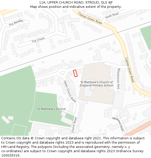 11A, UPPER CHURCH ROAD, STROUD, GL5 4JF: Location map and indicative extent of plot
