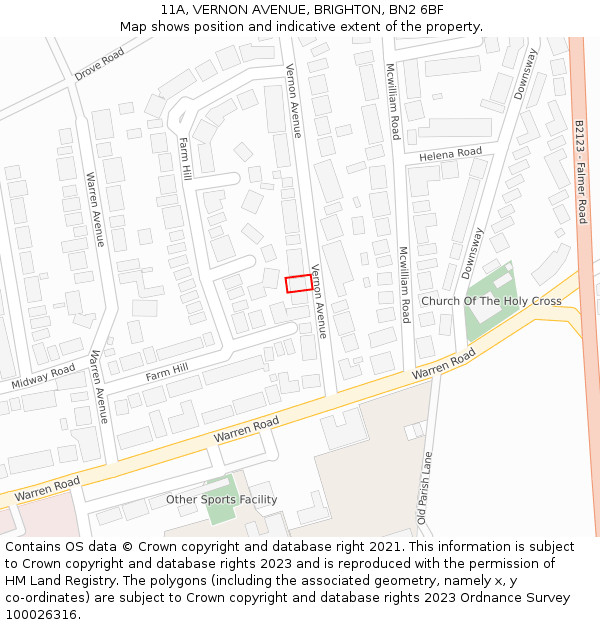 11A, VERNON AVENUE, BRIGHTON, BN2 6BF: Location map and indicative extent of plot