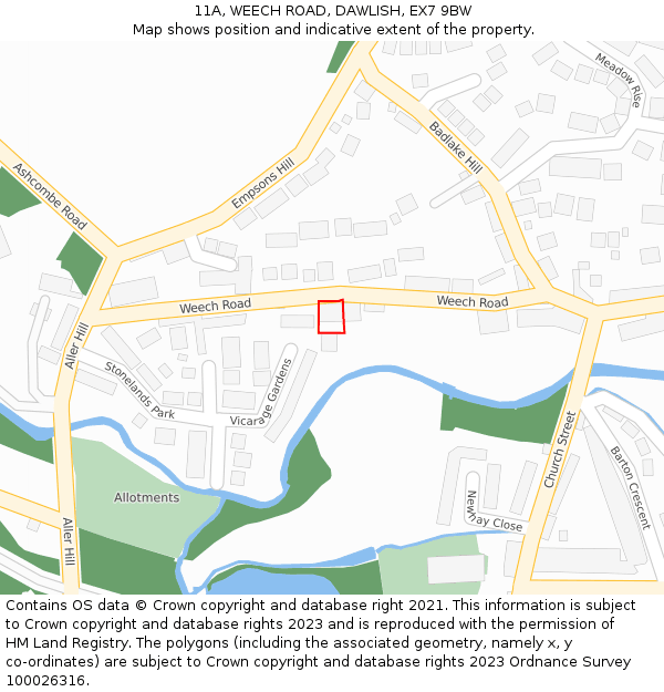 11A, WEECH ROAD, DAWLISH, EX7 9BW: Location map and indicative extent of plot