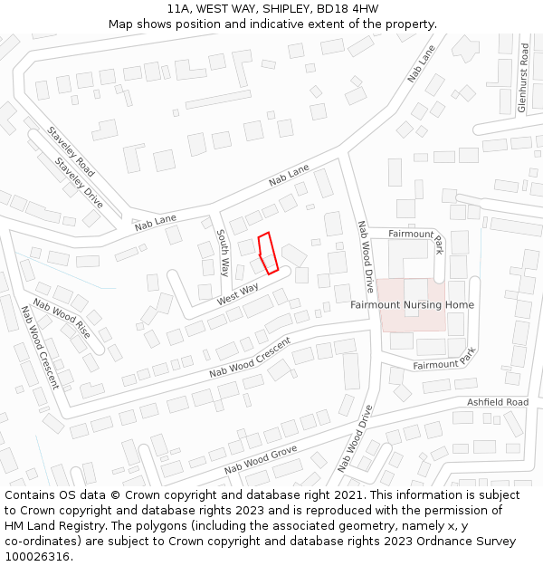 11A, WEST WAY, SHIPLEY, BD18 4HW: Location map and indicative extent of plot