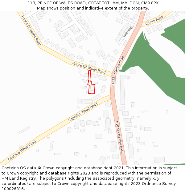 11B, PRINCE OF WALES ROAD, GREAT TOTHAM, MALDON, CM9 8PX: Location map and indicative extent of plot