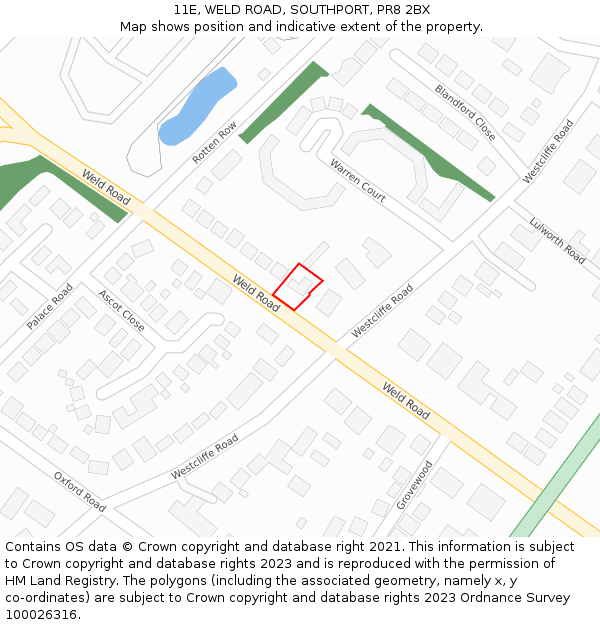 11E, WELD ROAD, SOUTHPORT, PR8 2BX: Location map and indicative extent of plot