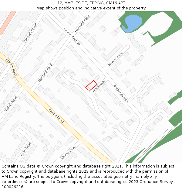 12, AMBLESIDE, EPPING, CM16 4PT: Location map and indicative extent of plot