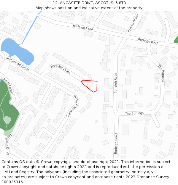 12, ANCASTER DRIVE, ASCOT, SL5 8TR: Location map and indicative extent of plot