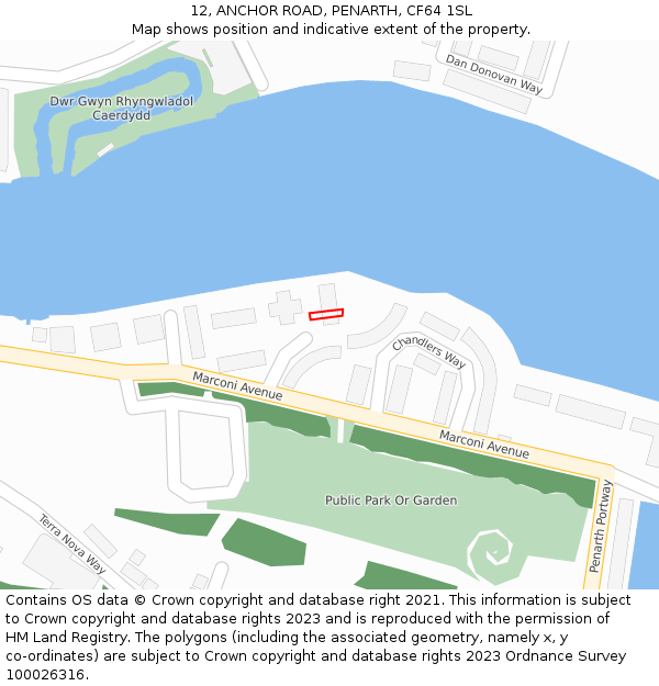 12, ANCHOR ROAD, PENARTH, CF64 1SL: Location map and indicative extent of plot