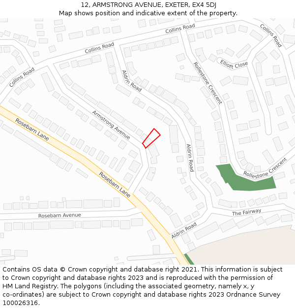 12, ARMSTRONG AVENUE, EXETER, EX4 5DJ: Location map and indicative extent of plot