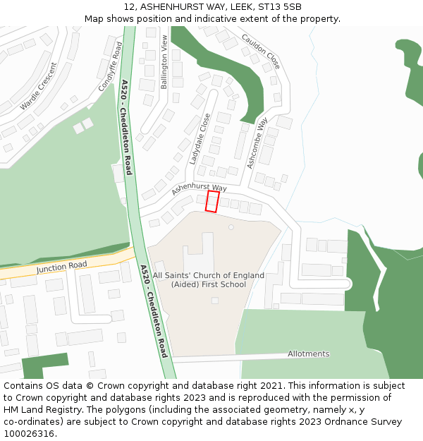 12, ASHENHURST WAY, LEEK, ST13 5SB: Location map and indicative extent of plot