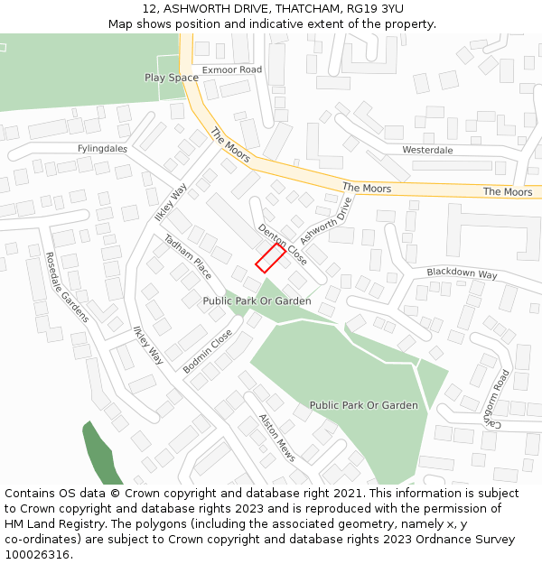 12, ASHWORTH DRIVE, THATCHAM, RG19 3YU: Location map and indicative extent of plot