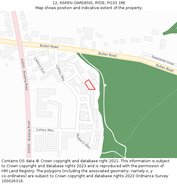 12, ASPEN GARDENS, RYDE, PO33 1RE: Location map and indicative extent of plot